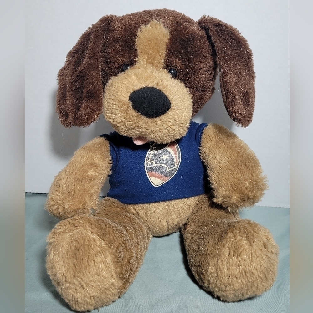 Build A Bear Workshop Puppy Dog In Football Tee Shirt ~ Brown Plush ~ 2014 BAB